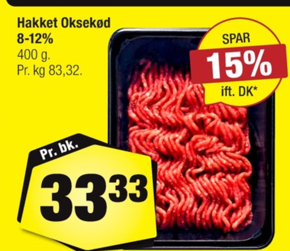 Hakket oksekød 8-12%