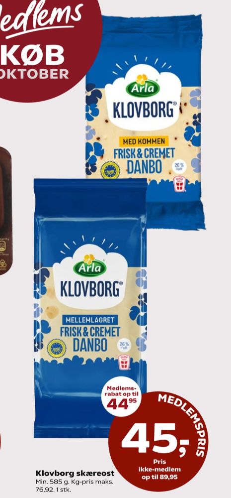 Klovborg, Skæreost Danbo Mellemlagret Kommen