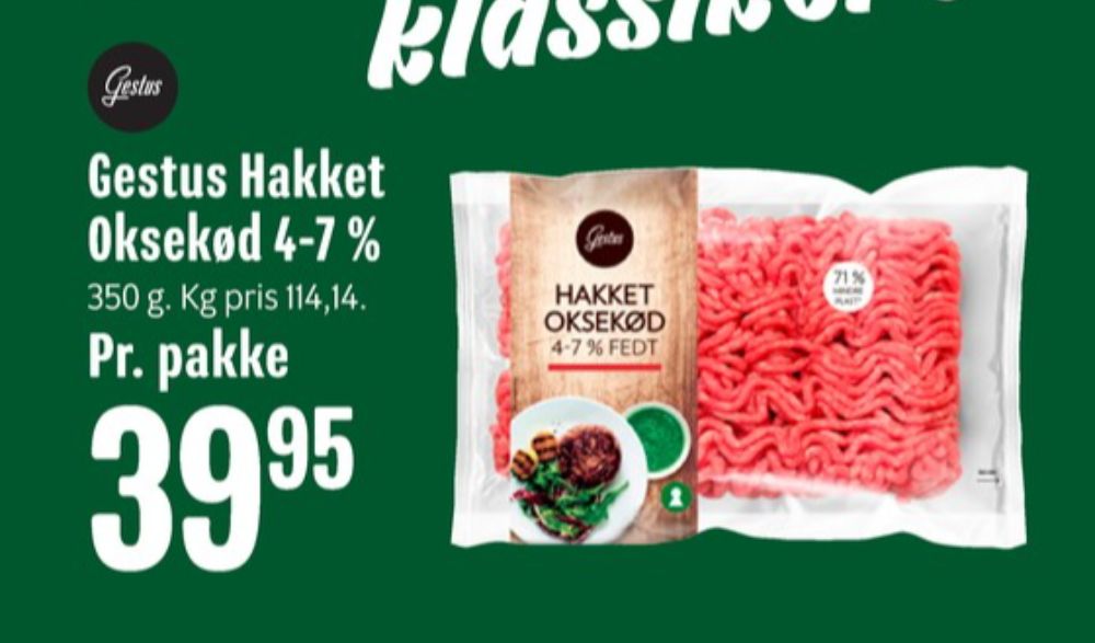 Gestus, Hakket oksekød 4-7%