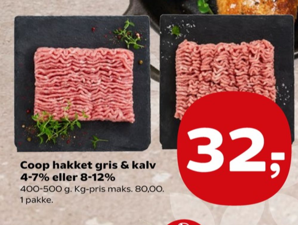 Coop, Hakket kalv og grisekød 8-12%