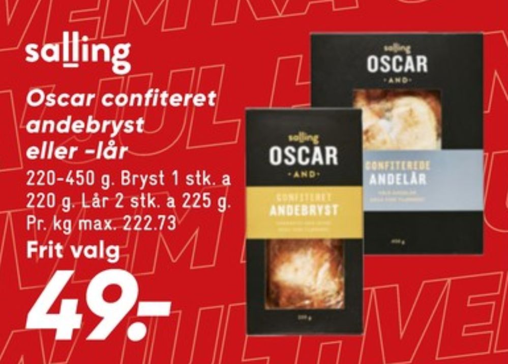 Salling Oscar, Confiteret Andelår