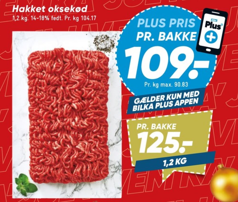 Hakket oksekød 14-18%