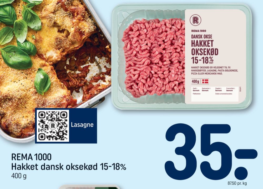 Rema 1000, Hakket oksekød 15-18%