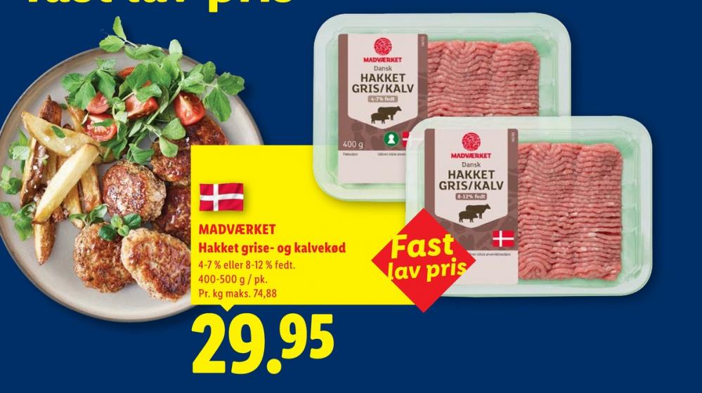 Madværket, Hakket kalv og grisekød 8-12%
