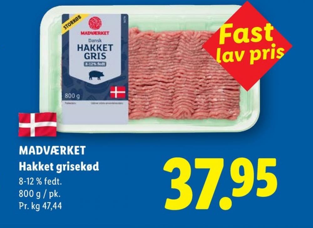 Madværket, Hakket grisekød 8-12%