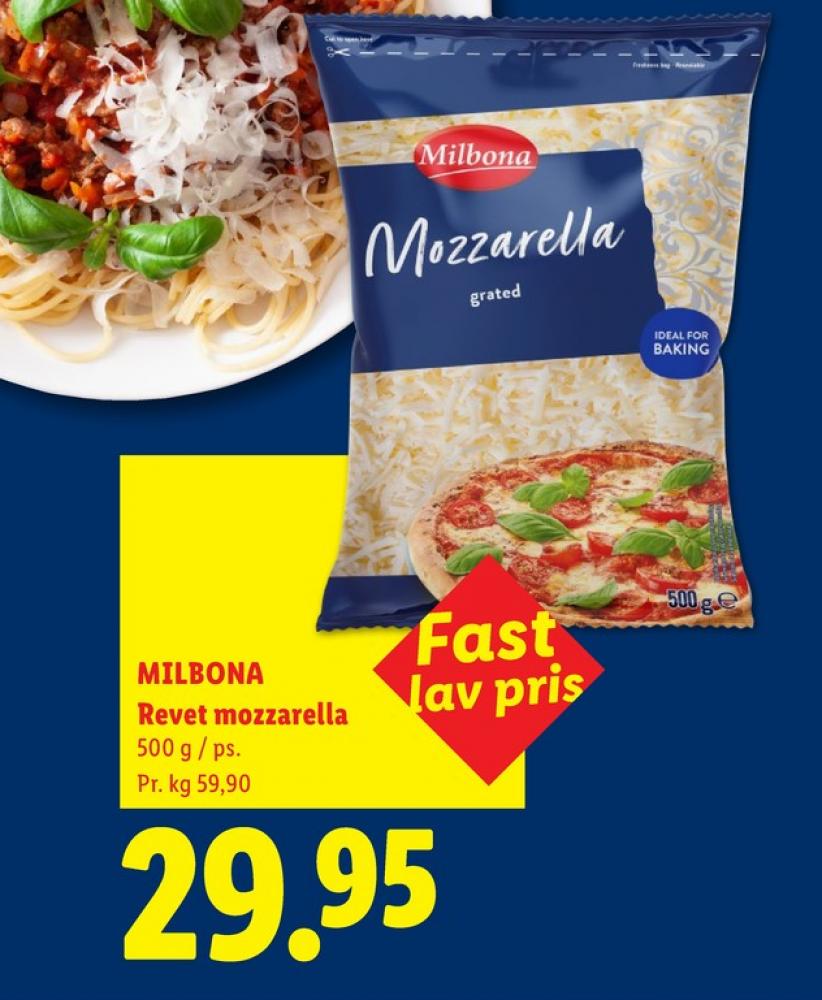 Milbona, Revet ost Mozzarella Grated