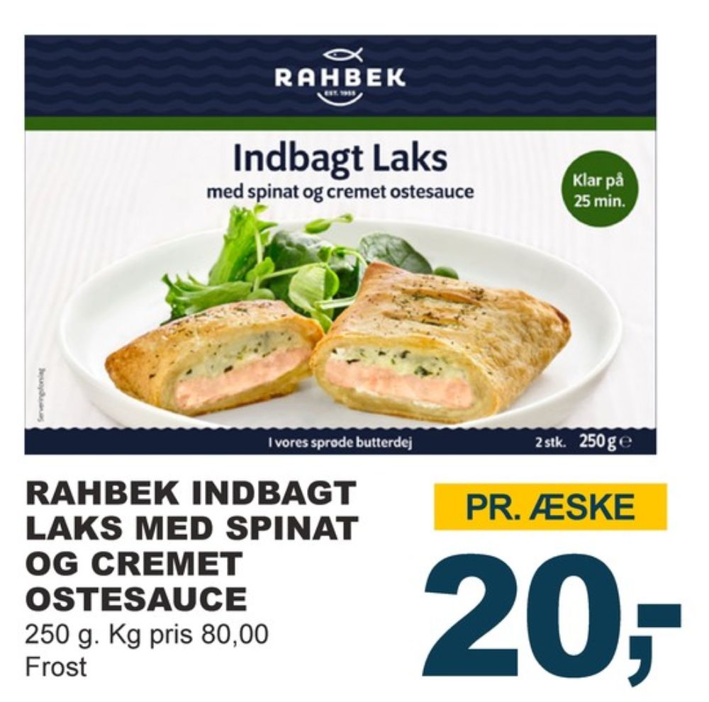 Rahbek, Indbagt Laks med Spinat og Ostesauce