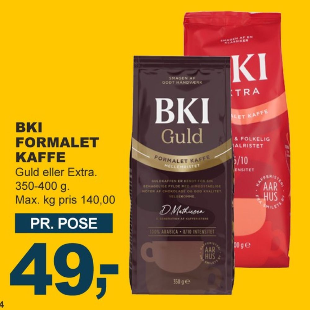 BKI Extra Specialristet, Kaffe Formalet