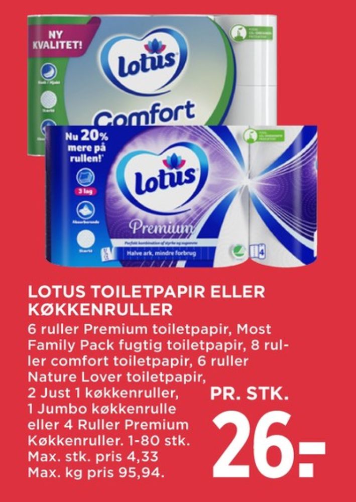 Lotus Comfort, Toiletpapir