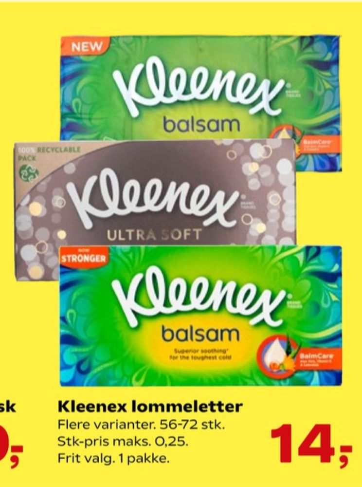 Kleenex, Lommetørklæder