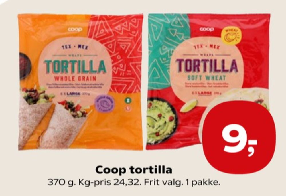 Coop, Tortillawraps Whole Grain 6 x Large
