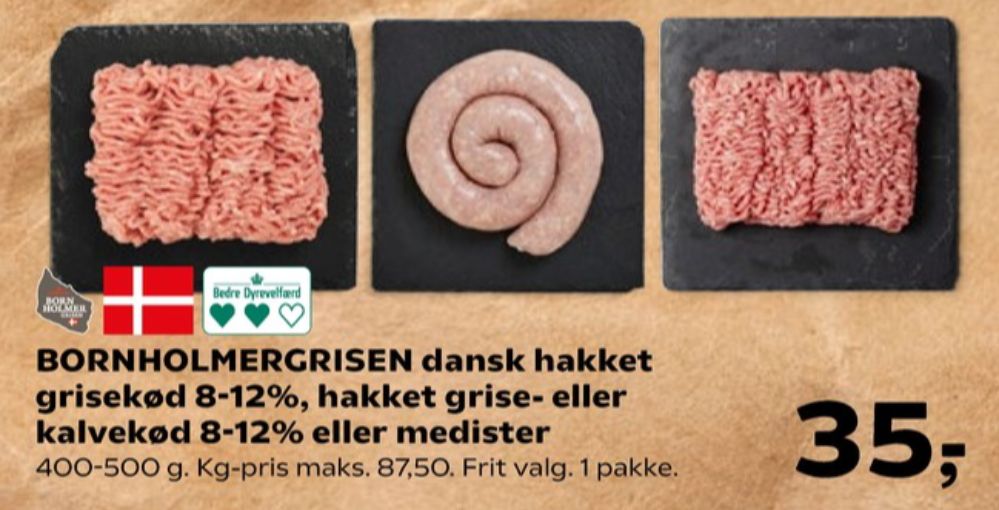 Bornholmergrisen, Hakket grisekød 8-12%