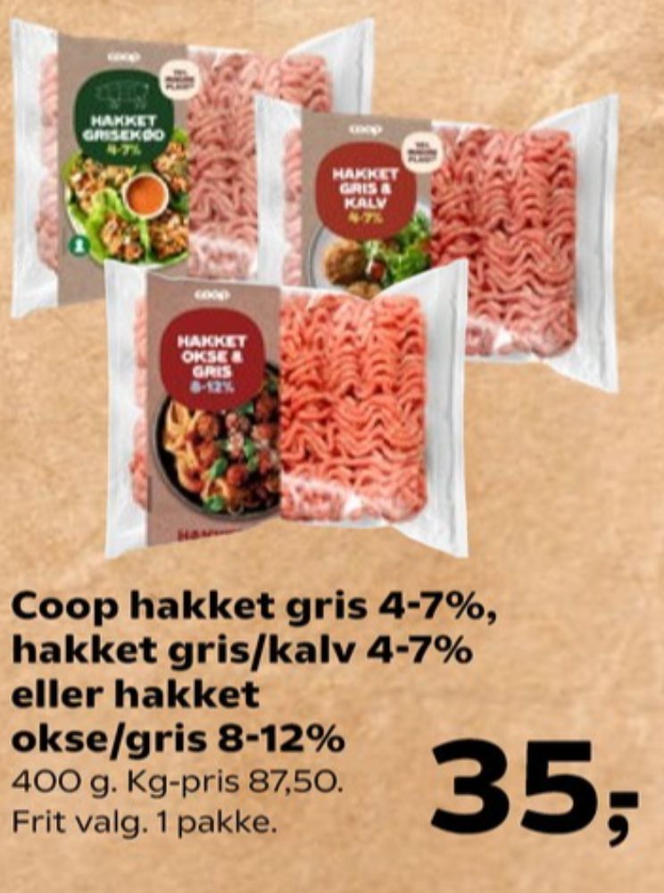 Coop, Hakket Okse & Grisekød 8-12%