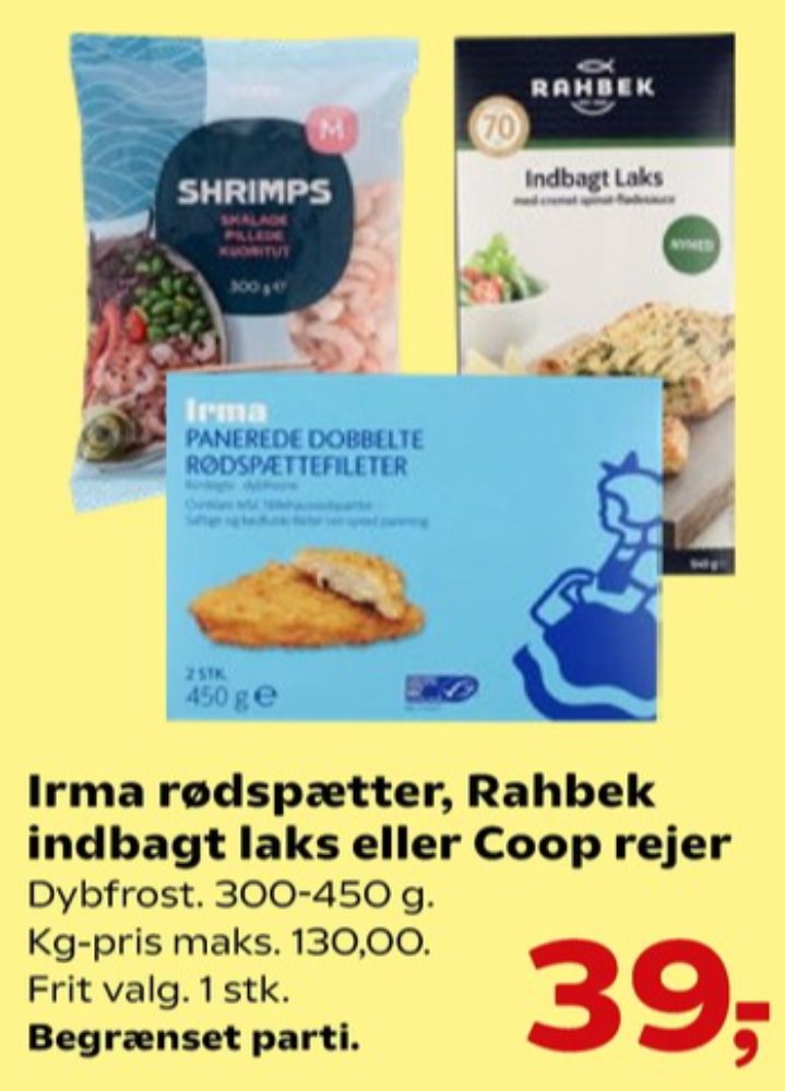 Irmas, Rødspættefileter