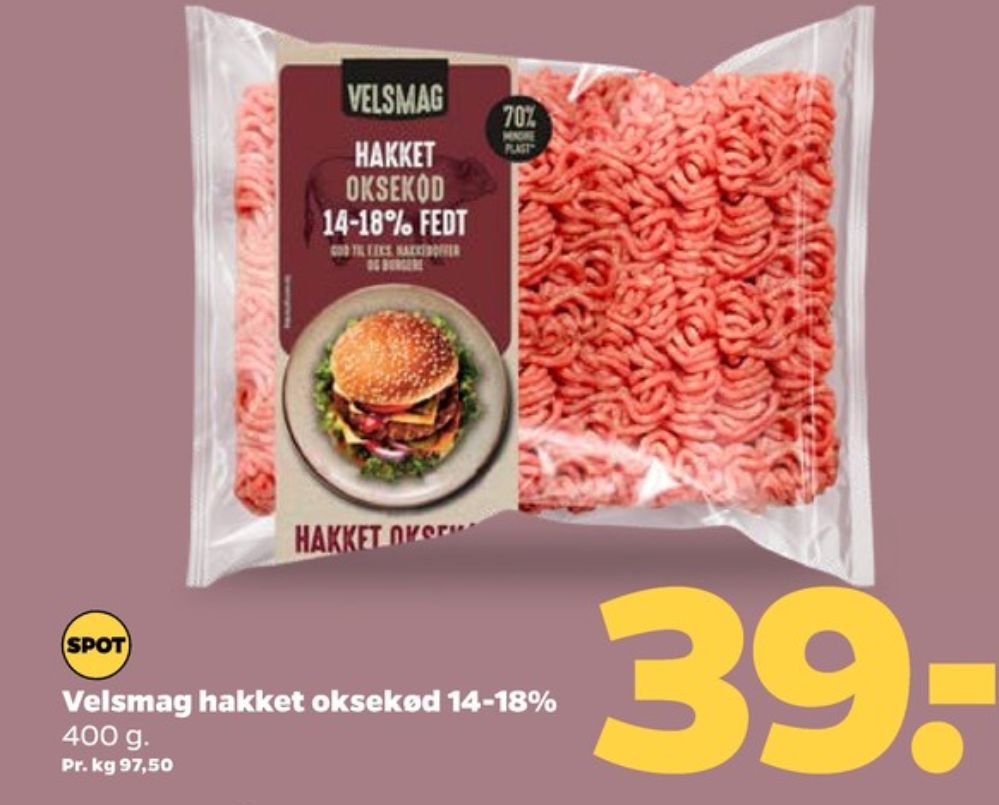 Velsmag, Hakket oksekød 14-18%