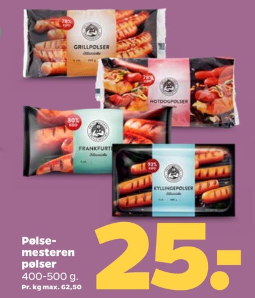 Pølsemesteren, Hotdogpølser