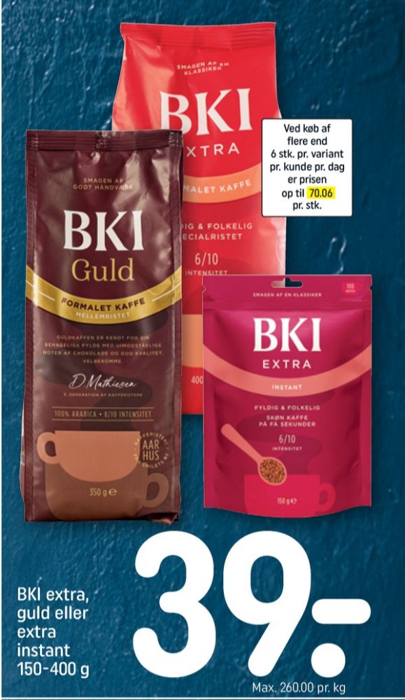 BKI Extra Specialristet, Kaffe Formalet