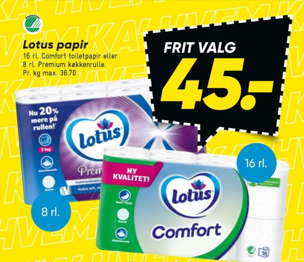 Lotus Comfort, Toiletpapir