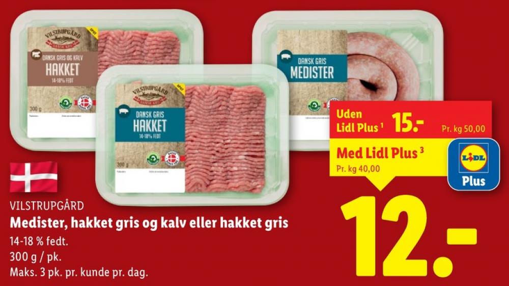 Vilstrupgård, Hakket grisekød 14-18%