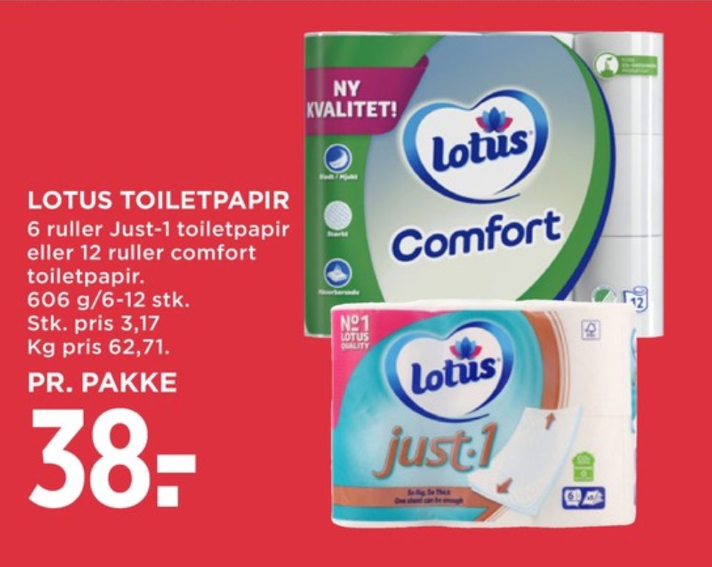 Lotus Comfort, Toiletpapir