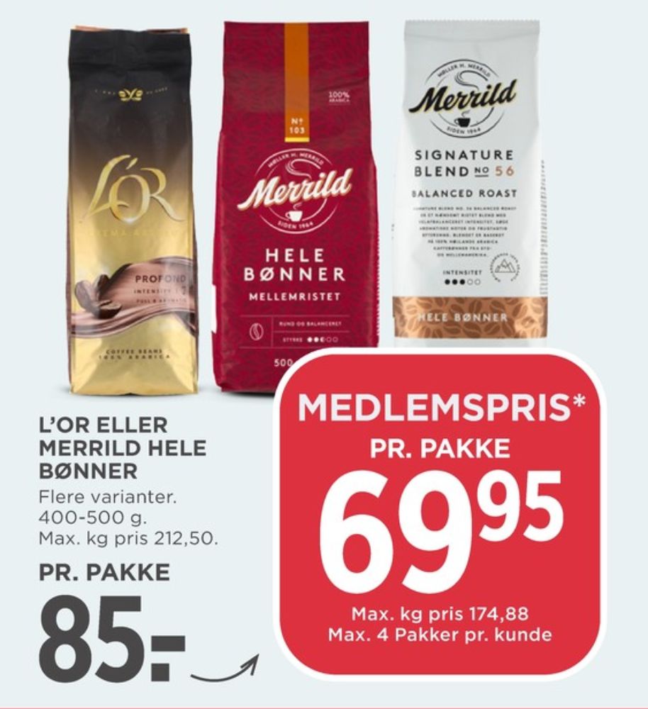 Merrild Mellemristet, Kaffebønner