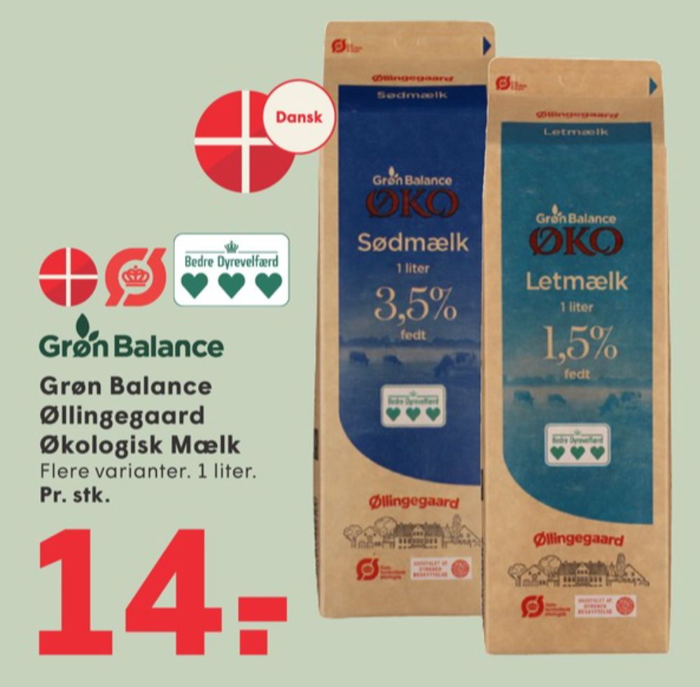 Grøn Balance Øllingegaard, Letmælk 1,5%
