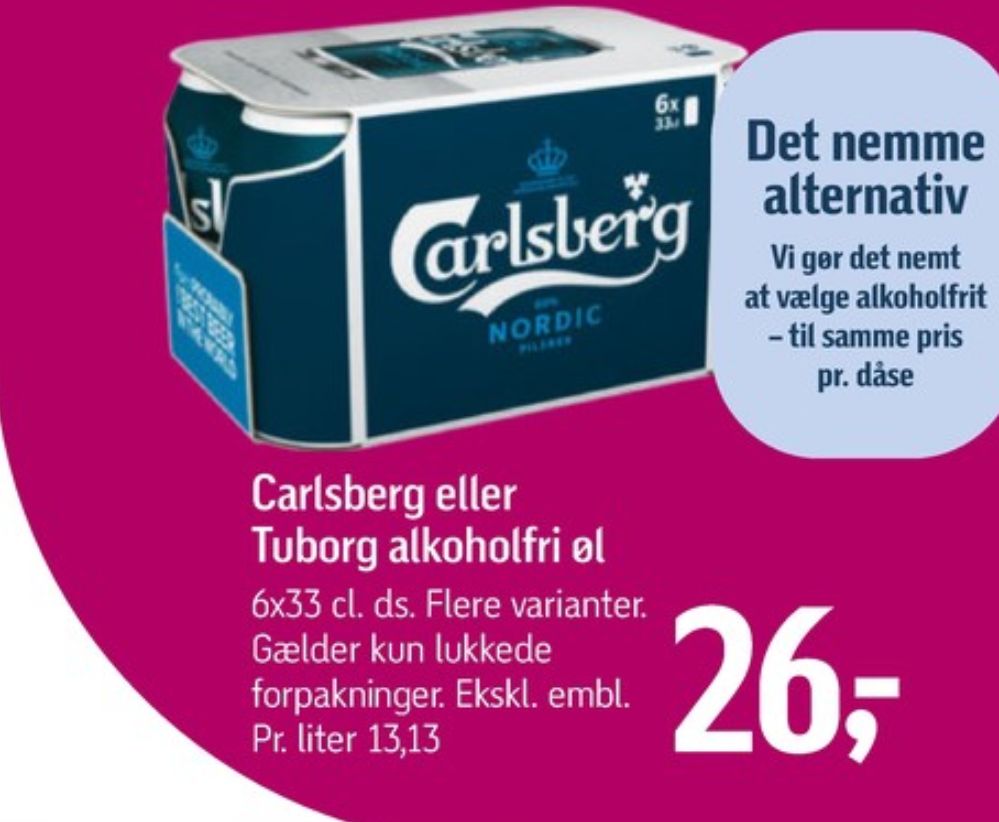 Tuborg Grøn 0,0, Øl - Alkoholfri 6 pk.