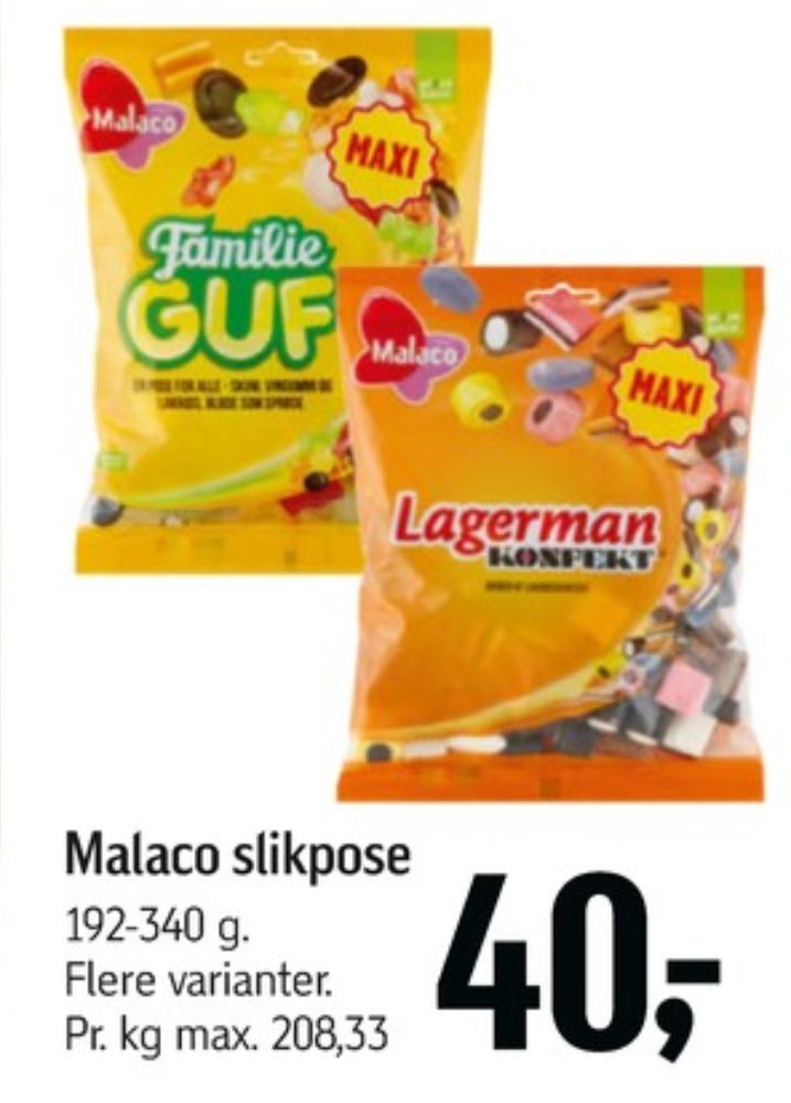 Malaco, Slikpose Lagerman Konfekt