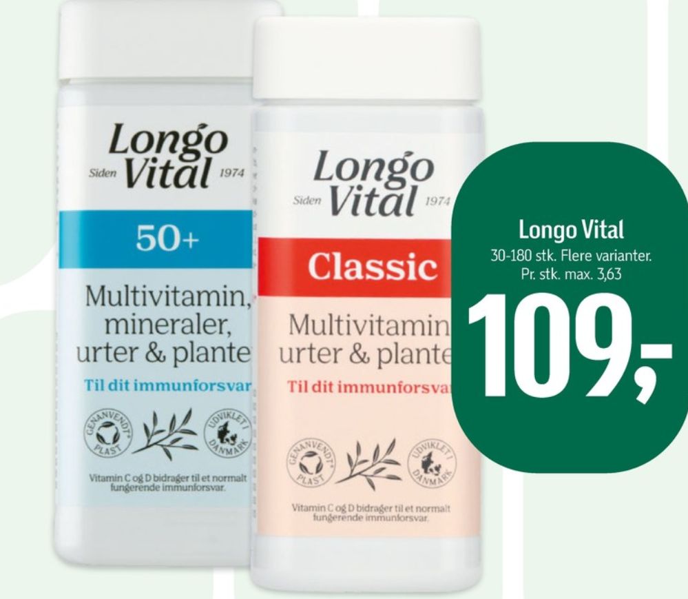 Longo Vital, Vitaminer