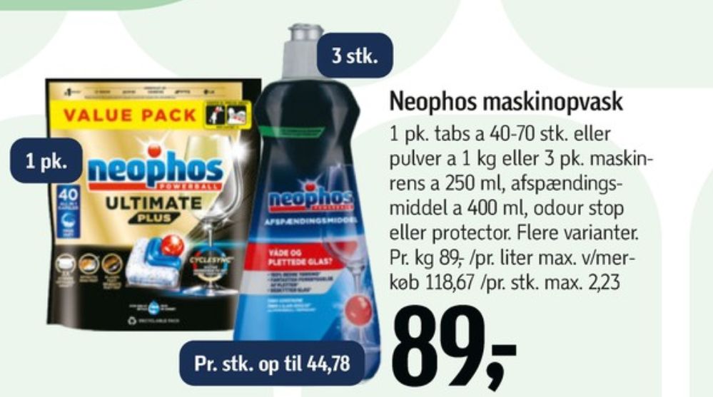 Neophos, Maskinopvask-tabs