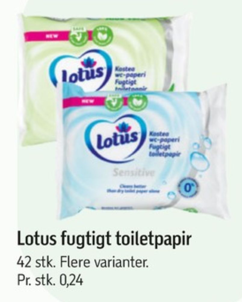 Lotus Moist Aloe Vera, Fugtigt toiletpapir