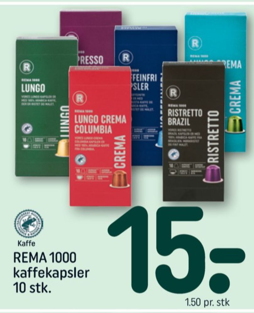 Rema 1000 Lungo, Kaffekapsler