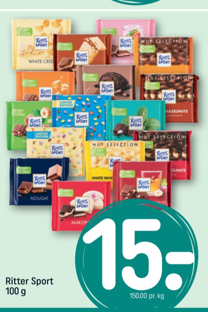 Ritter Sport, Chokoladeplade White + Crisp