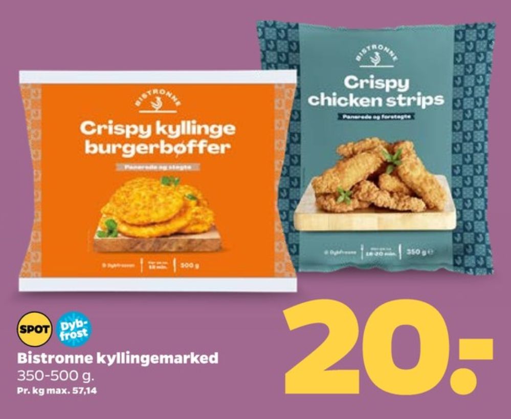 Bistronne, Crispy Kyllingeburgerbøffer