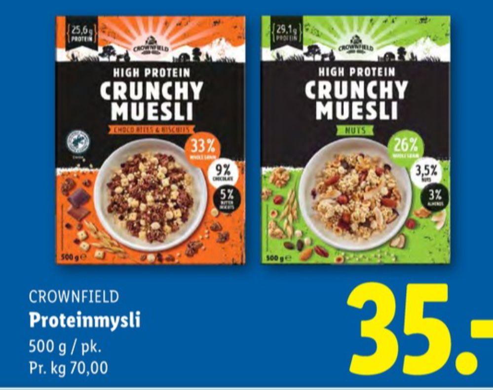 Crownfield, Crunchy Muesli Choco Bites & Biscuits