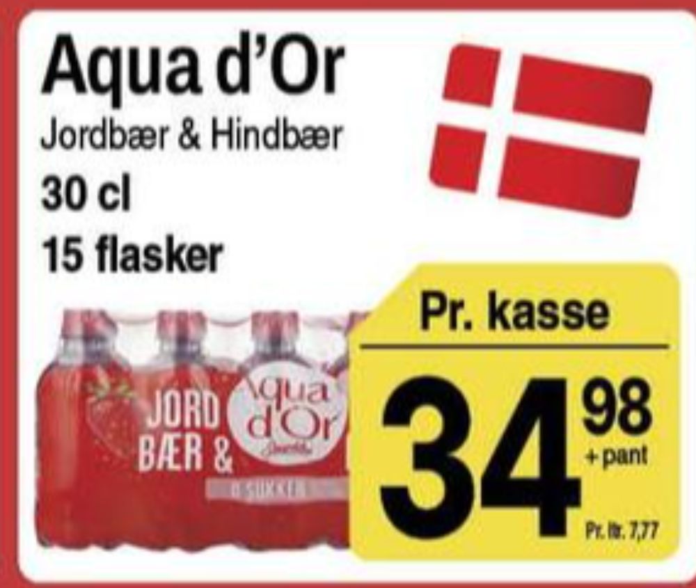 Aqua d'Or Sparkles, Mineralvand med brus jordbær og hindbær 15 pk.