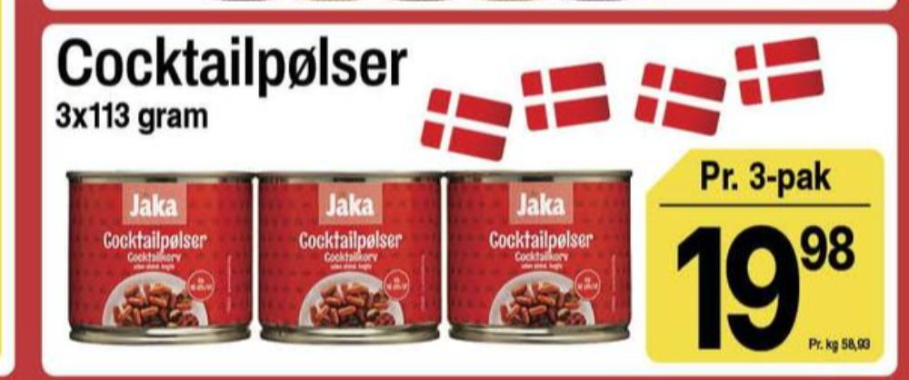 Jaka, Cocktailpølser
