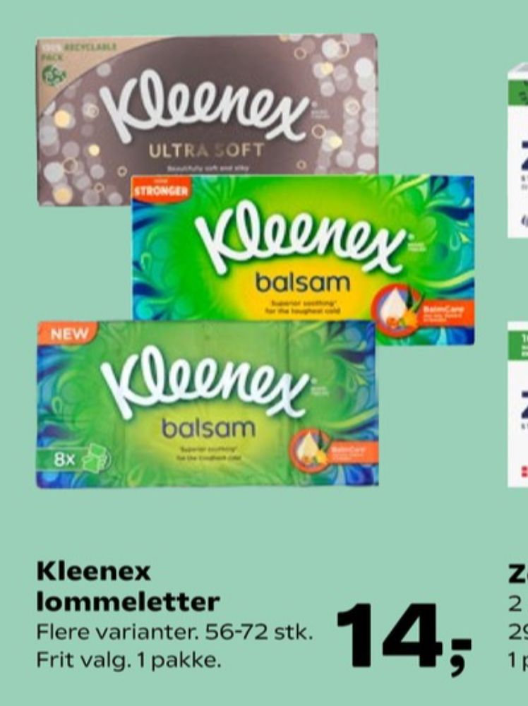 Kleenex, Lommetørklæder