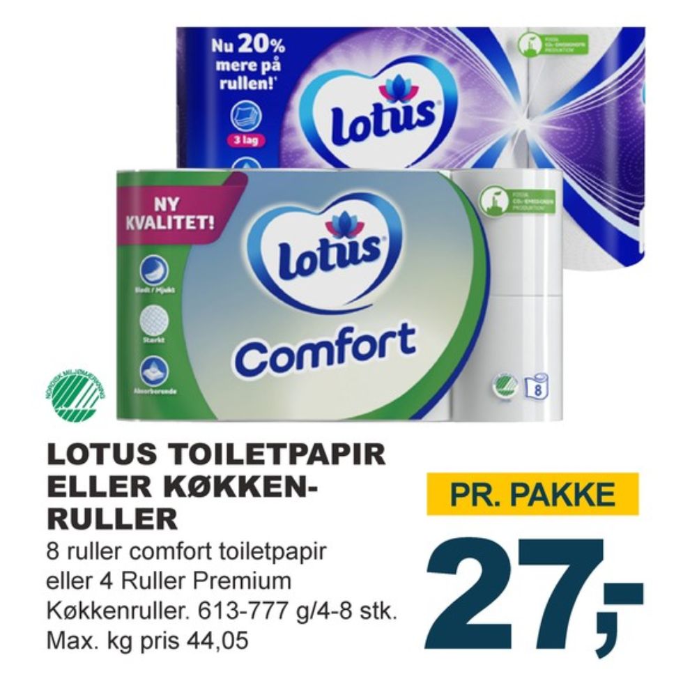 Lotus Comfort, Toiletpapir