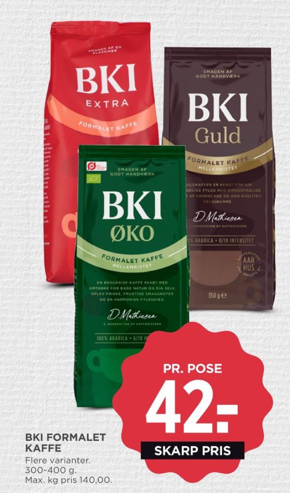 BKI Extra Specialristet, Kaffe Formalet