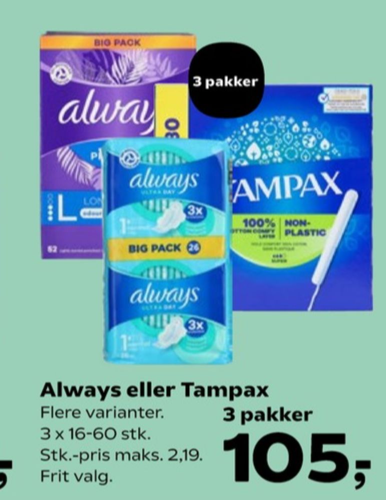 Tampax, Tamponer