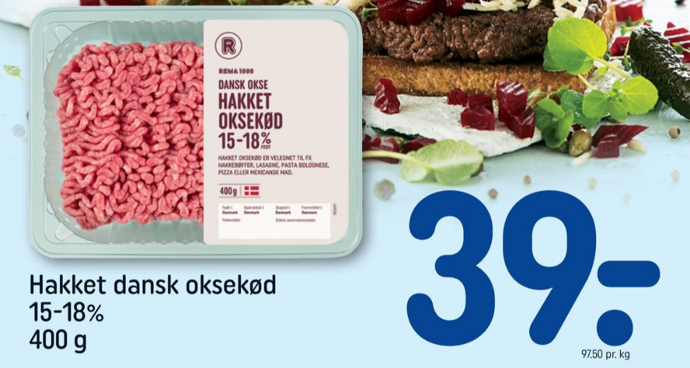 Rema 1000, Hakket oksekød 15-18%