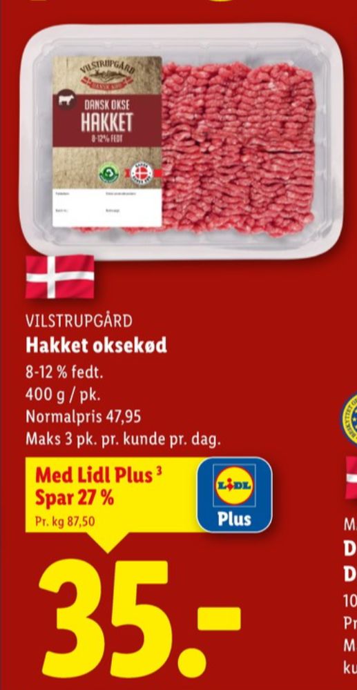 Vilstrupgård, Hakket oksekød 8-12%