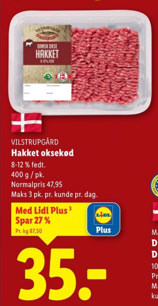 Vilstrupgård, Hakket oksekød 8-12%