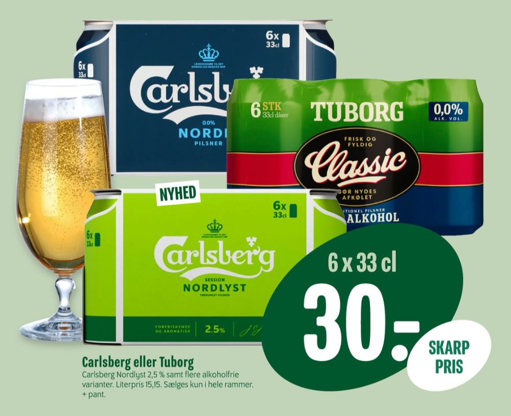 Tuborg Classic 0,0, Øl - Alkoholfri 6 pk.