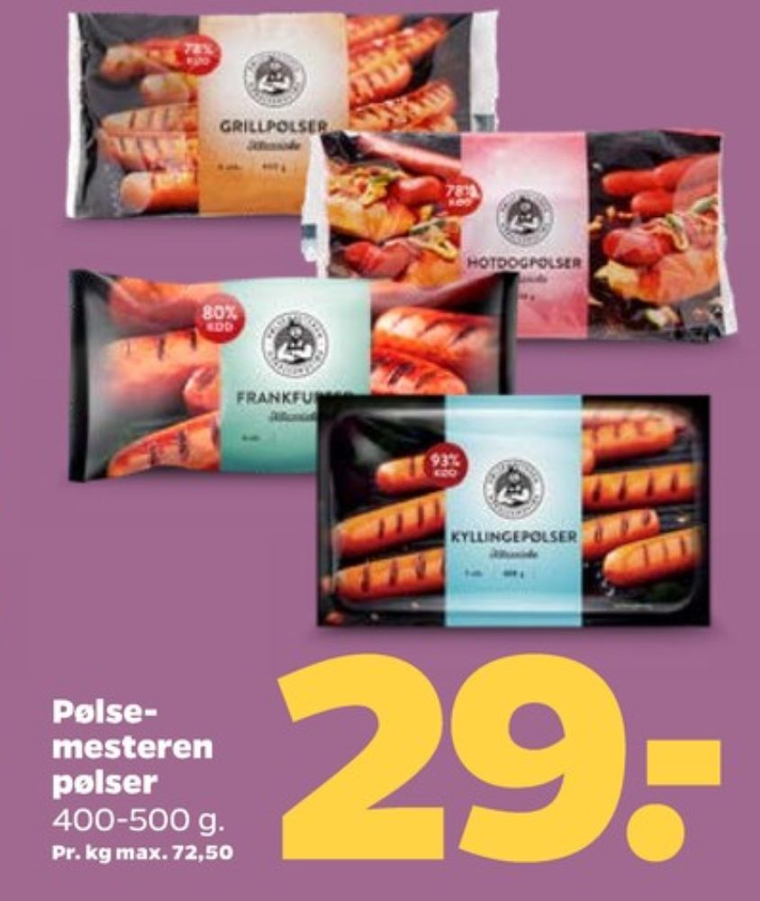 Pølsemesteren, Hotdogpølser