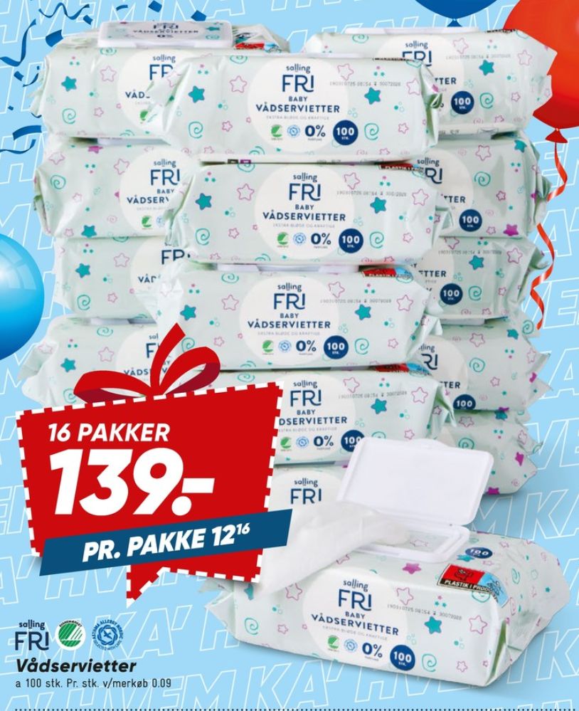 Salling Fri, Vådservietter