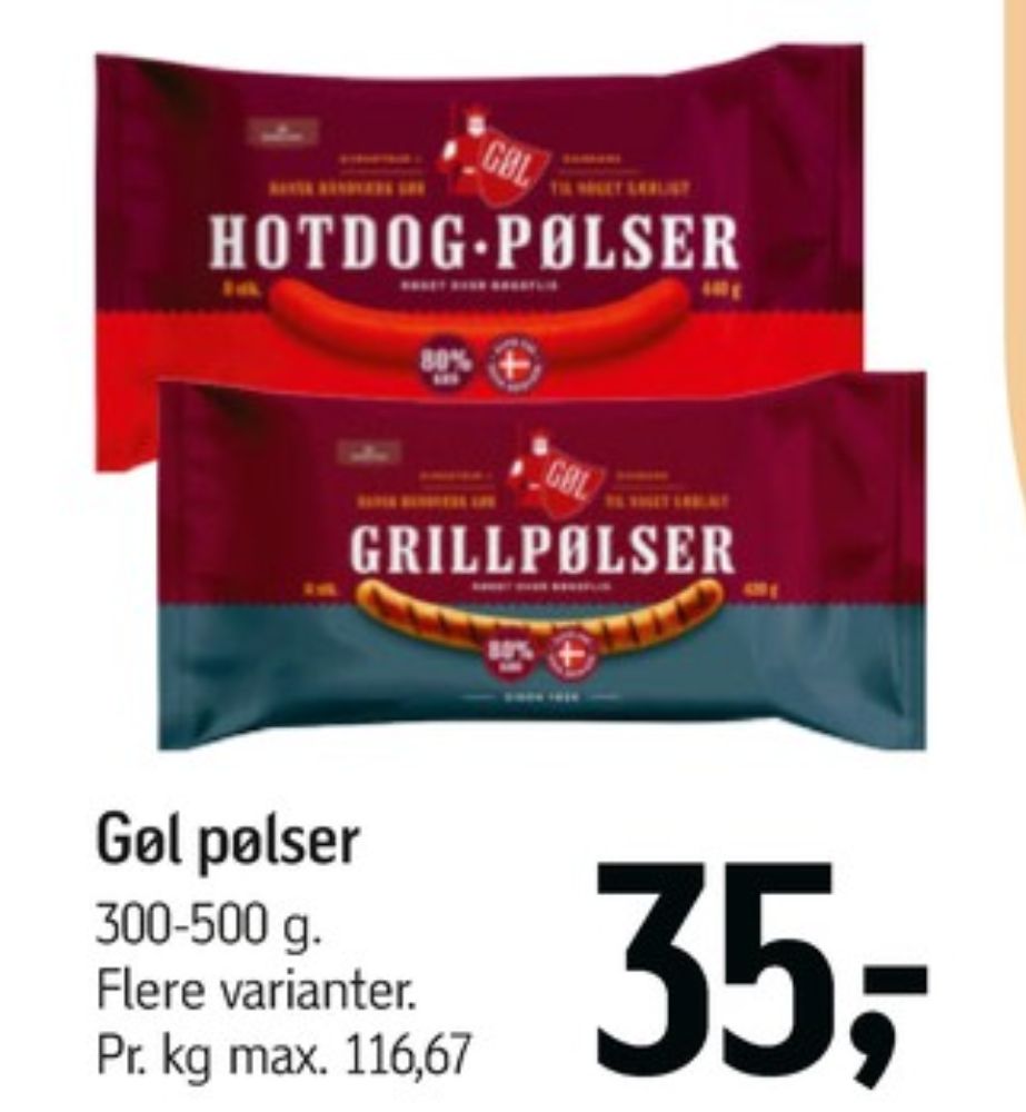 Gøl, Hotdogpølser