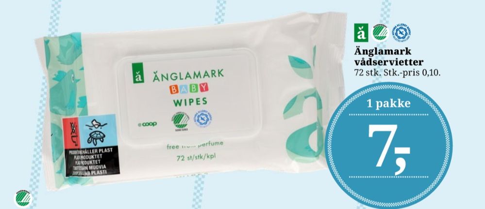 Änglamark, Vådservietter