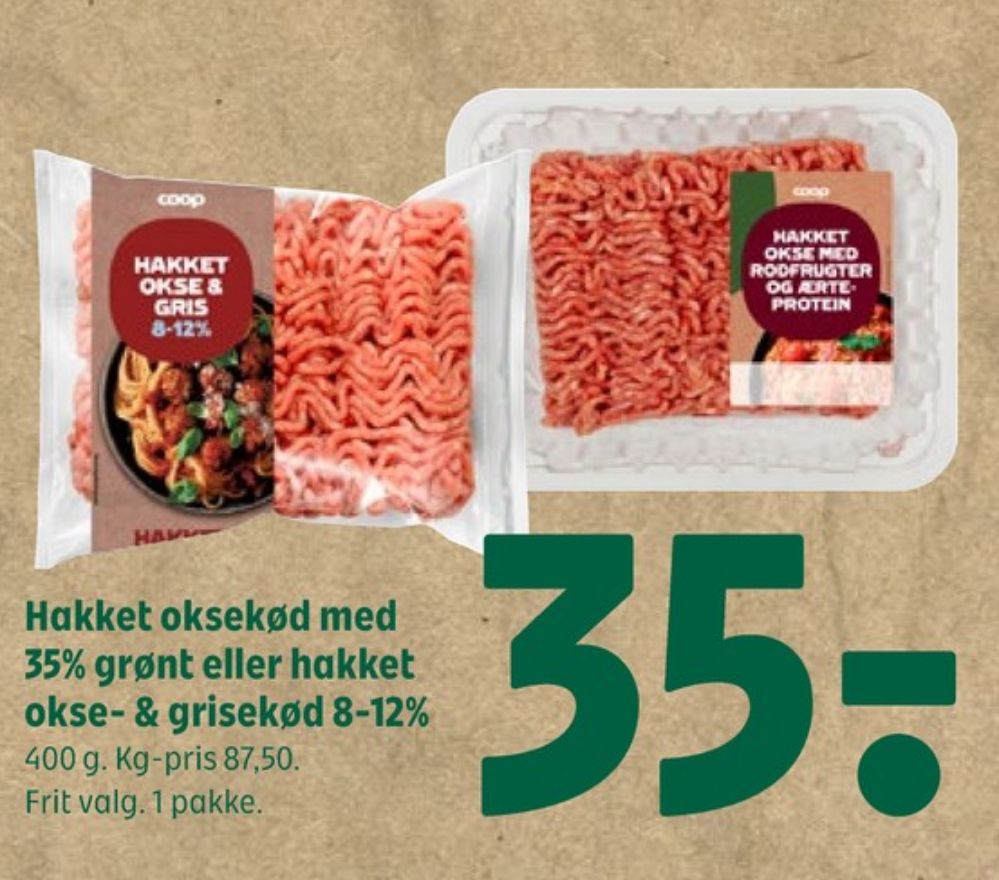 Coop, Hakket oksekød med rodfrugter & ærteprotein